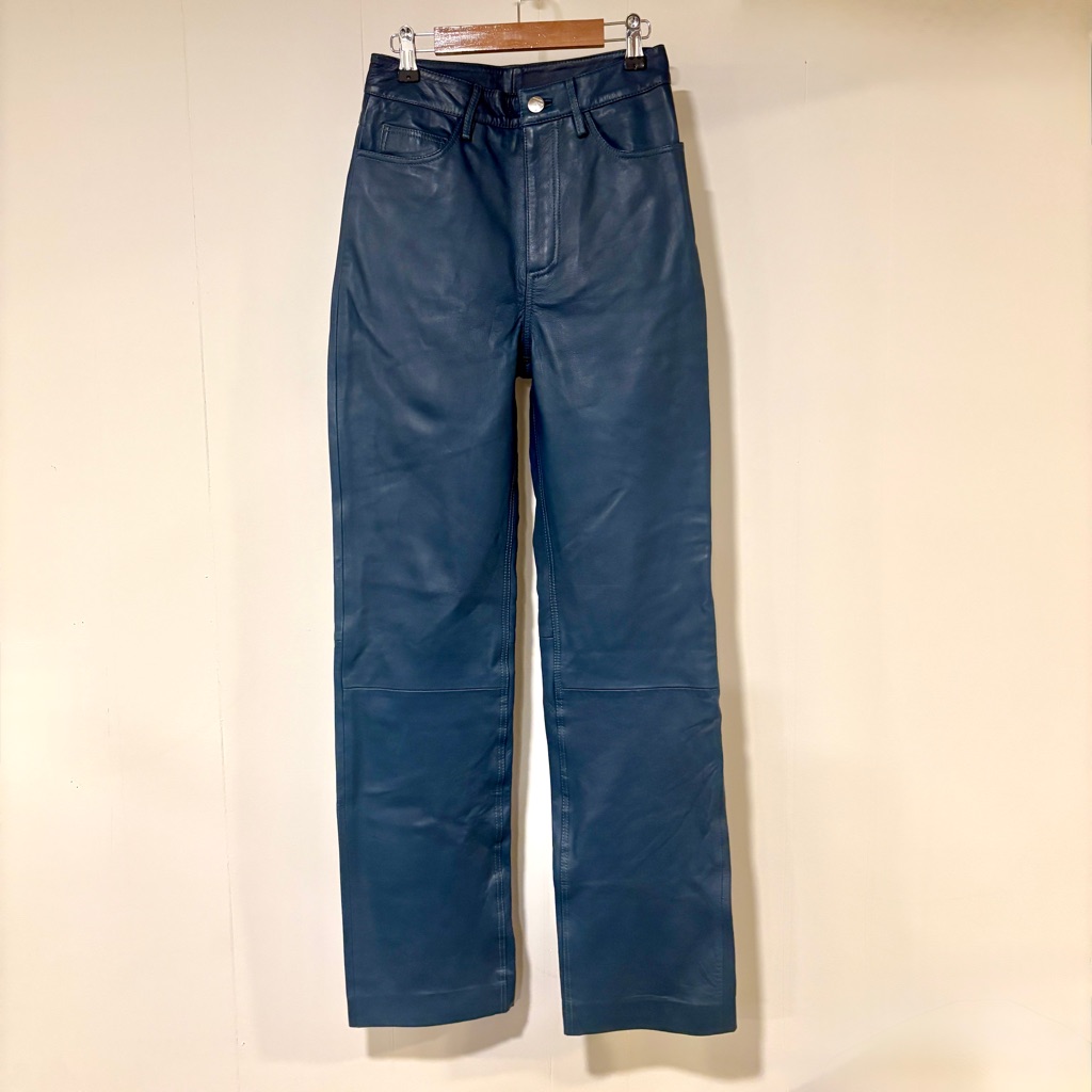 Remain Women's Blue Petrol Leather Pants